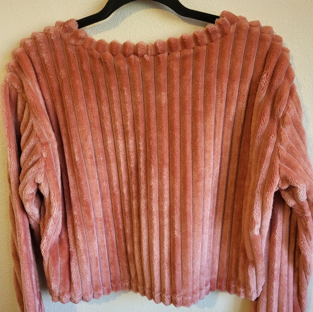 Planet Gold Soft Plus wide ribbed Blush, crop sweater. Oversized Small - Picture 5 of 14